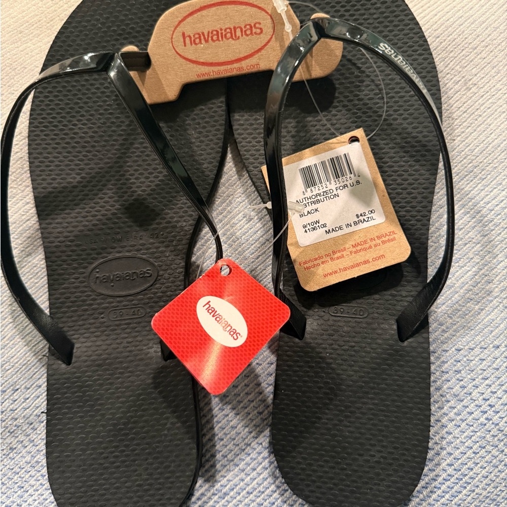 Havaianas Classic Women’s Black Metallic Sandals 9/10 W